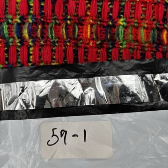 Red Rainbow Fringe Cropped Cardigan Sweater Womens Medium Boho Hippie - Picture 11 of 11